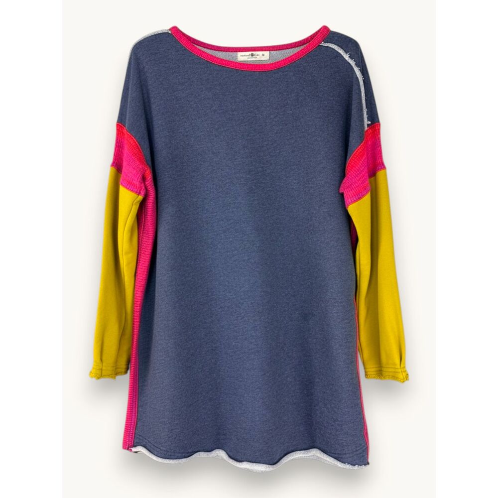 Natural Life M Oversized Colorblock Boxy Knit Sweatshirt Boho